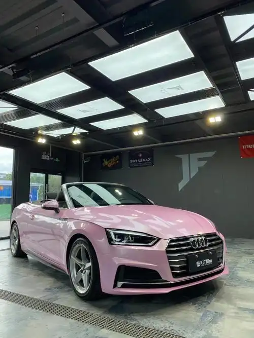 奥迪a5敞篷改色案例马卡龙樱花粉
