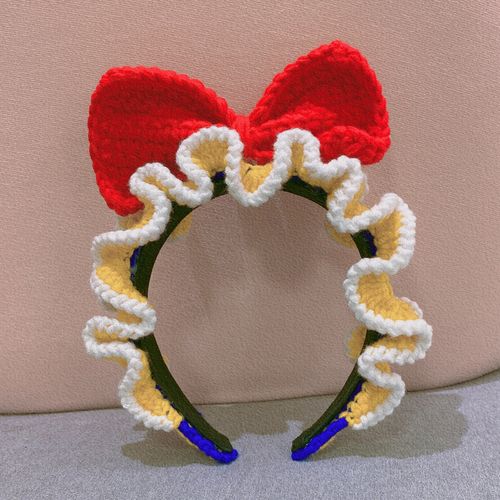 白雪公主蝴蝶结发箍diy手工编织材料包自制韩版百搭手织毛线发饰