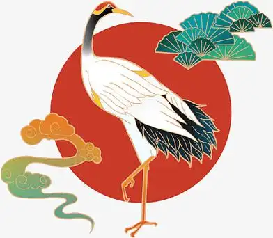 手绘国潮仙鹤元素