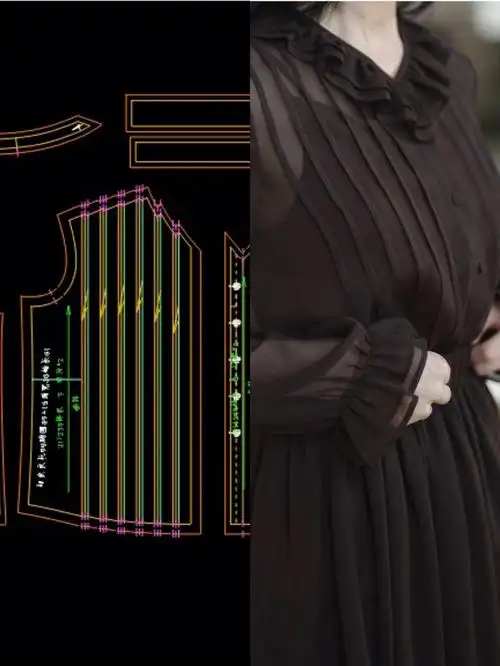 服装打版教程2荷叶边衬衫制版图韦一定制