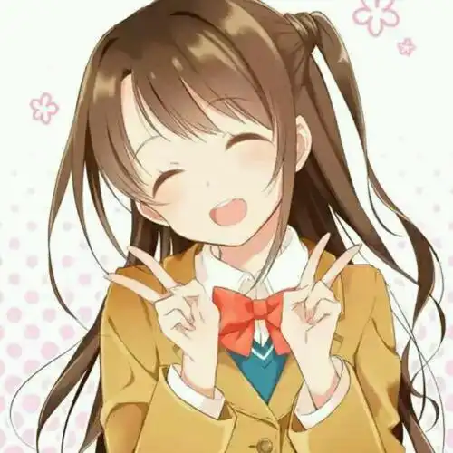 快乐的女孩长发动漫可爱