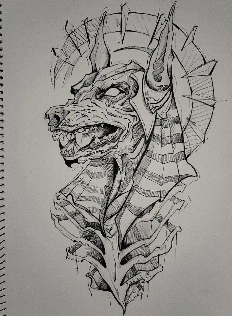 临摹手绘 #阿努比斯#美术生 - 抖音