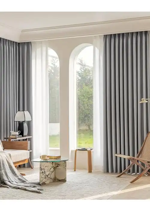 芝士羊绒遮光窗帘2024新款奶茶色轻奢现代卧室客厅全遮阳布挂钩式