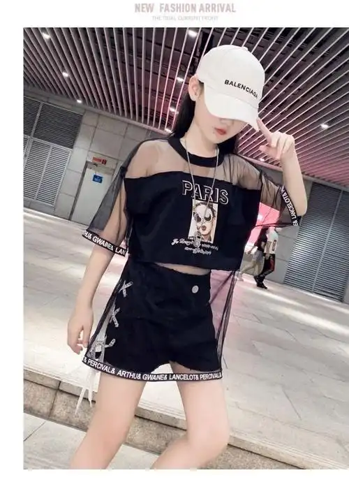 童装女套装9-12岁甜酷风11岁女孩夏装酷酷的休闲霸气衣服女童两件套