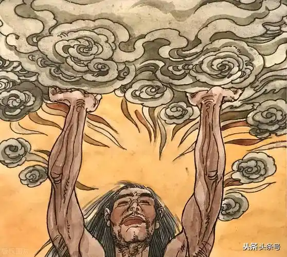 天就很高很高,地就很厚很厚,盘古氏当然也成了顶天立地的巨人