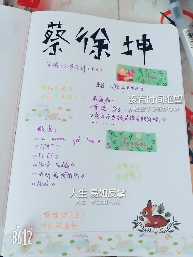 蔡徐坤 手帐_文化娱乐