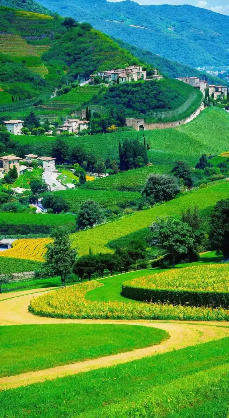 这里连绵不绝的山坡上分布着整齐的梯田,陡立的山石上悬挂着的美 - 抖