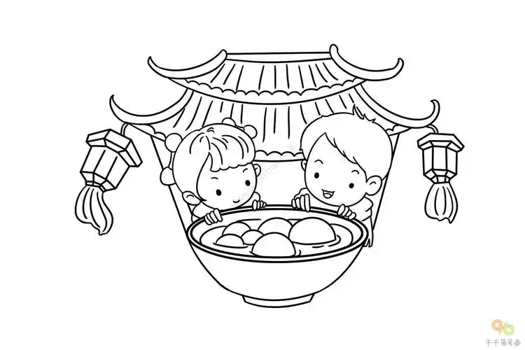 团团圆圆 元宵节简笔画画法