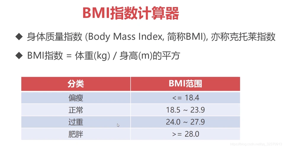 python多分支语句bmi指数计算器