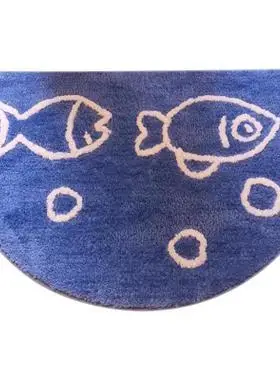 卡通浴室吸水半圆形蓝色淋浴房门垫