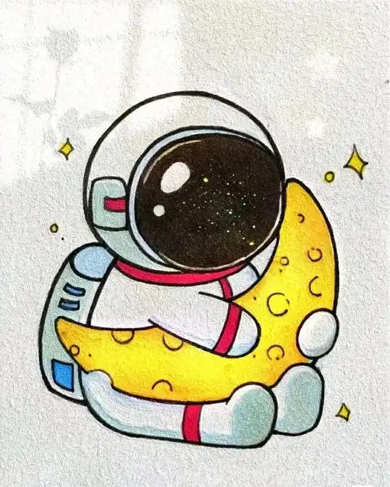 在你的星球做最可爱的宇航员～#绘画素材 #图文伙伴计划 #宇 - 抖音