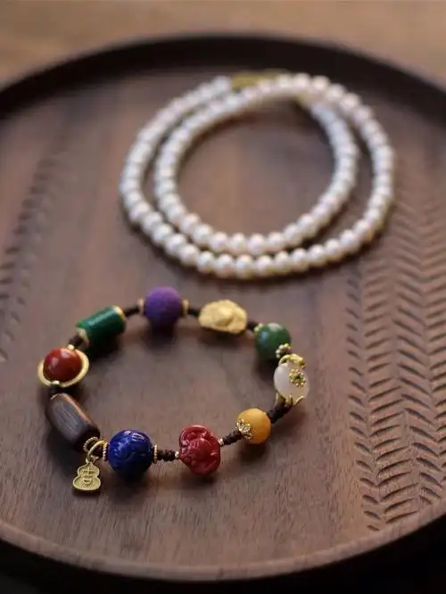 原创天然珍珠多宝手串潘多拉手链