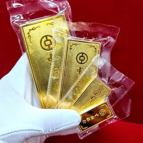 金条中国银行仿真纯铜镀金中行吉祥仿品沙金中银装饰摆件
