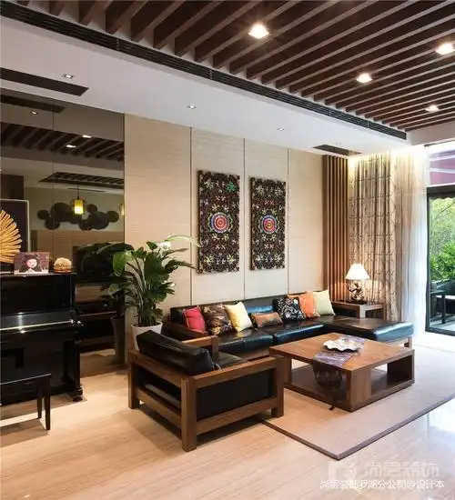 265平东南亚风格别墅装修实景案例客厅潮流混搭客厅设计图片赏析