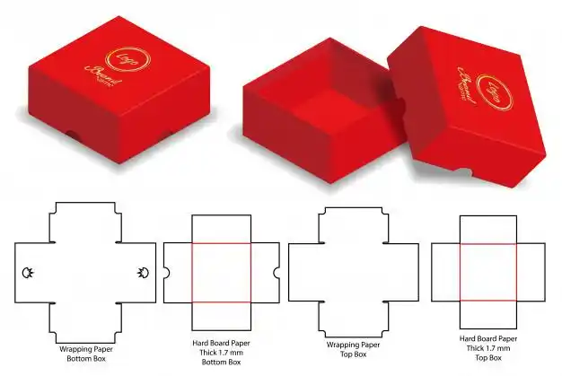 天地盖包装盒纸盒礼品盒刀版展开图模板-合图网
