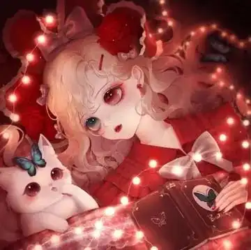 女生红色头像 动漫唯美红色背景女生头像