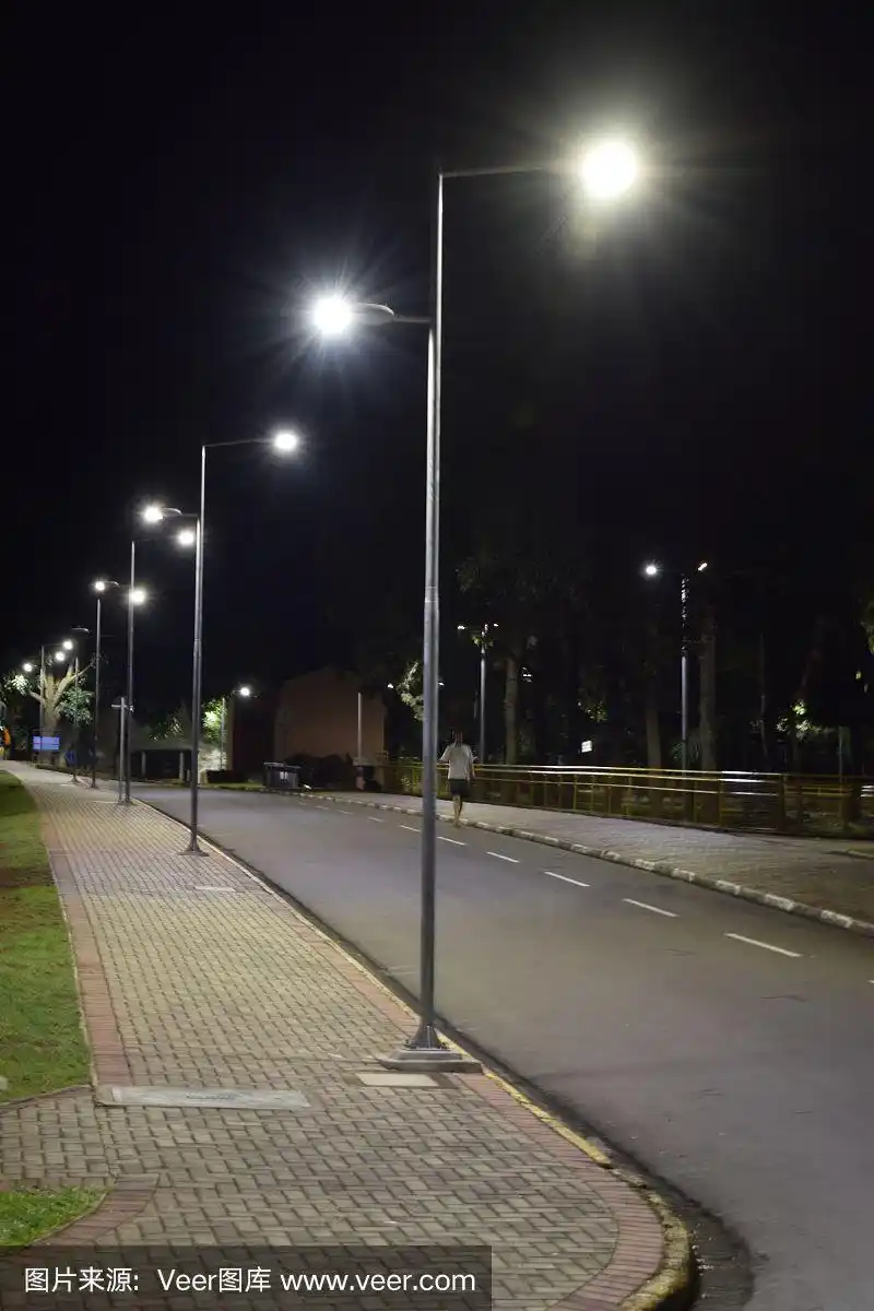 路灯,夜晚,发光二级管,暗色,建筑结构