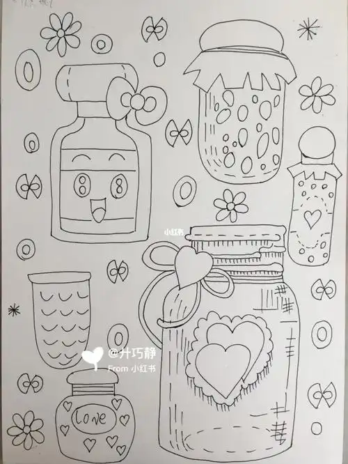 儿童简笔画64漂流瓶储物瓶许愿瓶