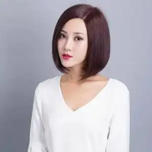 假发套女全头逼真短发波波bobo头直发中偏分斜刘海全真发假发