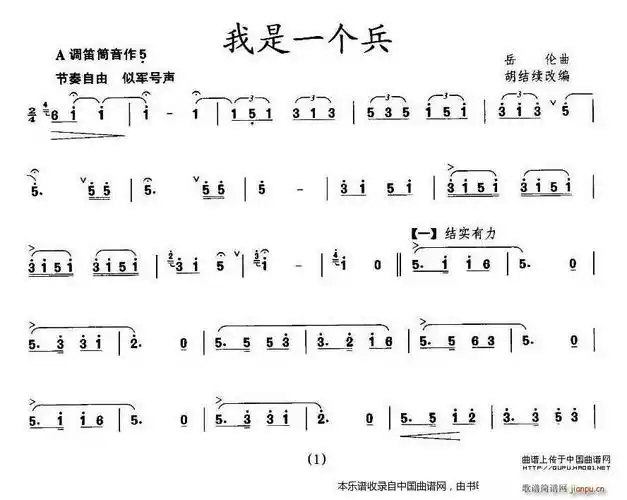 我是一个兵(王铁锤改编版) 笛子谱