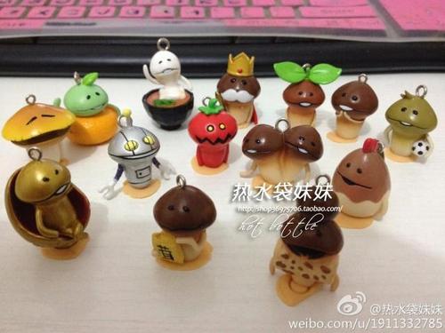 日单蘑菇人方吉菇菇滑子菇栽培funghi公仔玩偶食玩手机挂件挂链