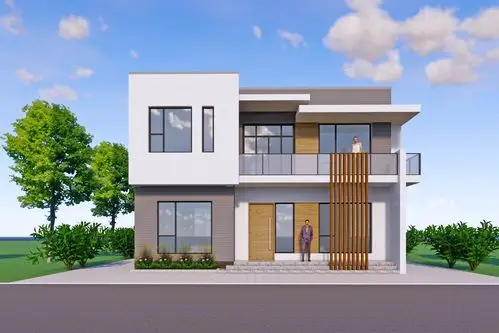 河北任丘二层11x12米现代别墅设计方正简约现代时尚