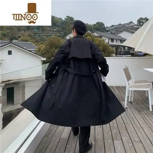 yanxu康斯坦丁风衣巴尔马肯男士新款学院风外套中长款秋季韩式大衣