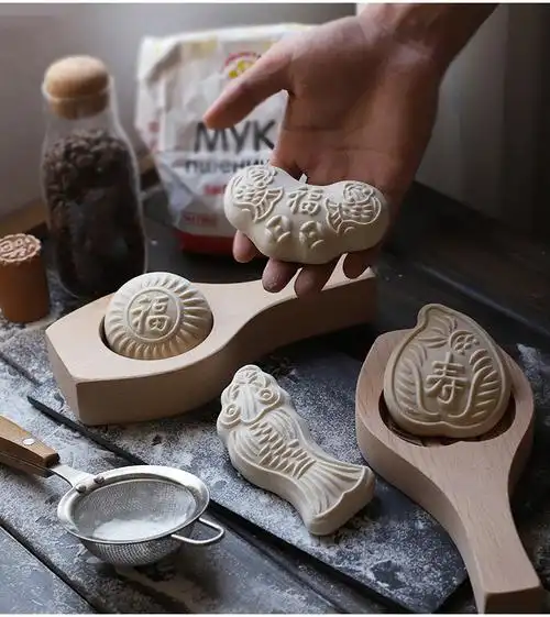 蒸糕模具木质大号花样过年蒸馒头包子模具做南瓜饼的鱼形面食家用模子