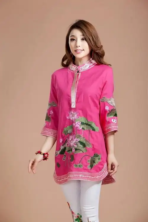 原创棉麻绣花连衣裙民族风女装中国风上衣优