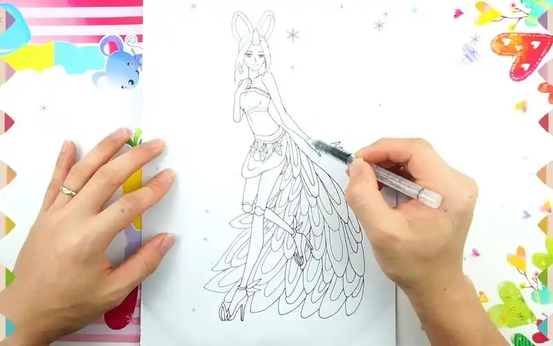 精灵梦叶罗丽人物简笔画,叶罗丽仙境的叶罗丽仙子蓝孔雀手绘教程