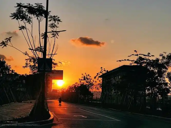 日出的街道 风光 日出 街景 诗和远方在故乡