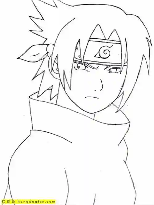 旗木卡卡西《火影忍者》最帅的忍者卡通涂色图片-红豆饭小学生简笔画