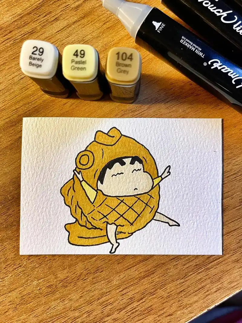 蜡笔小新第二弹提问:鲷鱼烧好吃吗? #简笔画 #简笔画教程 - 抖音