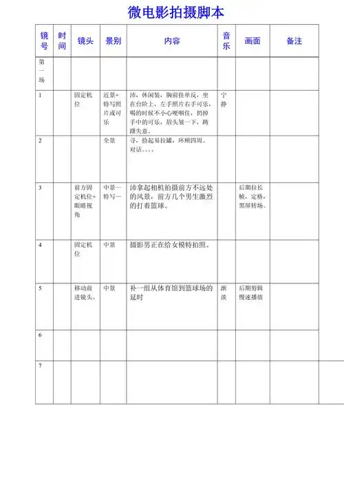 微电影拍摄脚本