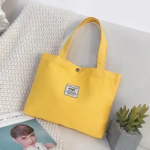 潮新款手提帆布包女单肩布袋文艺学生饭盒袋迷你小布包便当包帆布