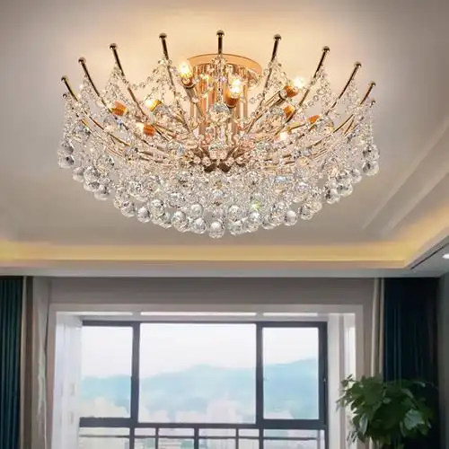 欧式客厅水晶水晶灯灯具豪华大气圆形led吸顶客厅吸顶灯