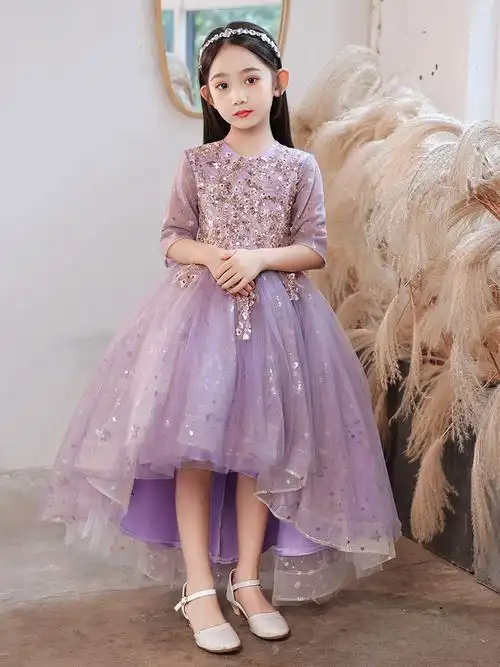 女童礼服走2022秀主持人儿童生日公主裙蓬蓬纱洋气花童钢琴演出服