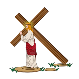 耶稣背十字架透明底素材图