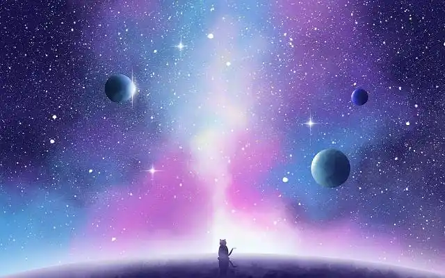 星空插画唯美夜空紫色星系星星天空梦幻少女心夜晚梦想星空