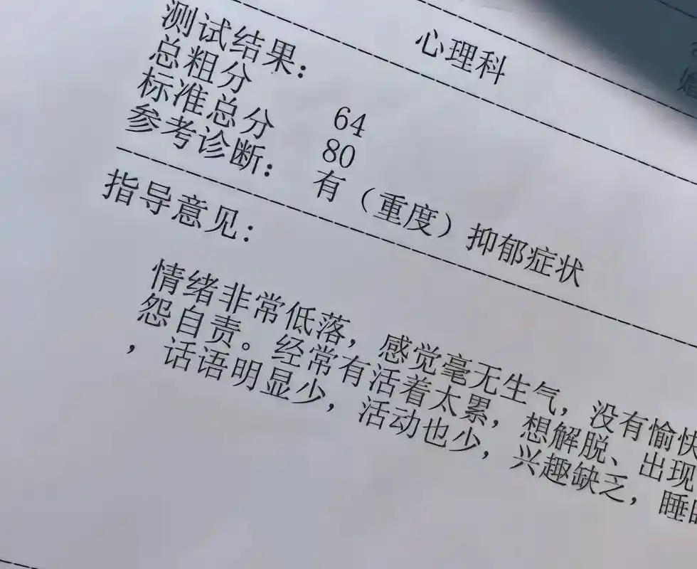 重度抑郁症 #精神内耗 #情绪失控 #内心深处 #报告单 - 抖音