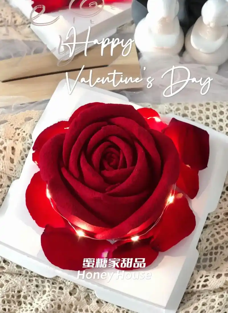 玫瑰花甜品.【情人节玫瑰蛋糕】 我在人间贩卖浪漫 只为收集世 - 抖音