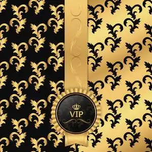 黄金扑克背景图黑色和黄金背景与垂直丝带和圆的 vip 商标照片