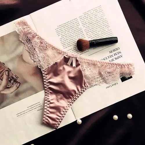 欧美侧镂空蕾丝情趣透明丁字裤丝滑锦纶性感低腰内裤女网纱短裤