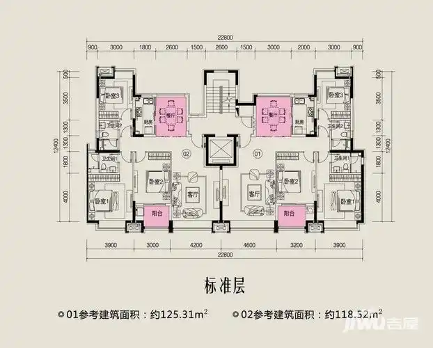 华发新城户型图 小高层住宅标准层