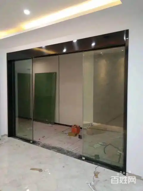 南汇玻璃电子移门 办公室隔断 金山玻璃隔断电动移门