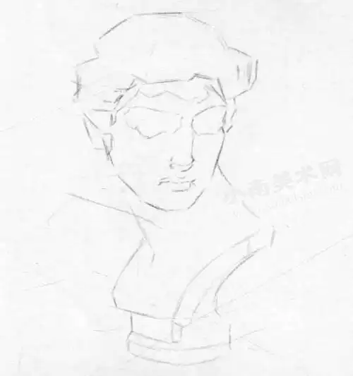 朱利亚诺61美第奇石膏像素描画法步骤图示01