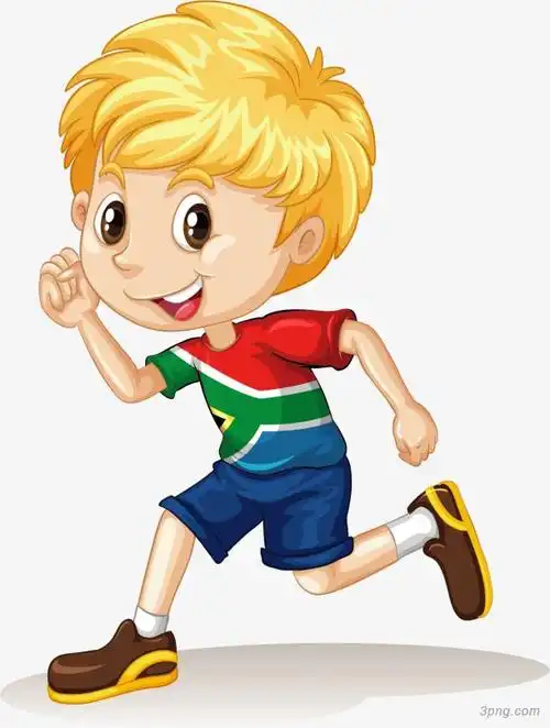 卡通可爱奔跑男孩png素材透明免抠图片卡通手绘