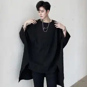 夏设计感小众上衣韩版潮流不规则t恤宽松发型师潮牌ins男装蝙蝠衫