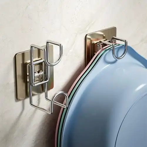 可伸缩脸盆收纳架卫生间免打孔浴室盆子挂钩神器壁挂洗脸盆置物架