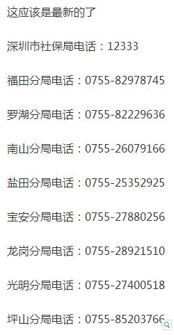 深圳社保局电话